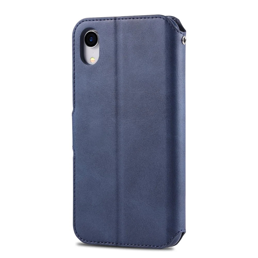 AZNS Leather Stand Cover with Card Slots for iPhone XR 6.1 inch - Blue - 7