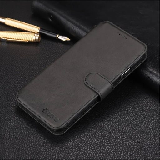 AZNS Wallet Leather Stand Protective Shell for iPhone XS 5.8 inch - Black - 1