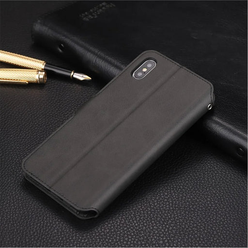 AZNS Wallet Leather Stand Protective Shell for iPhone XS 5.8 inch - Black - 2