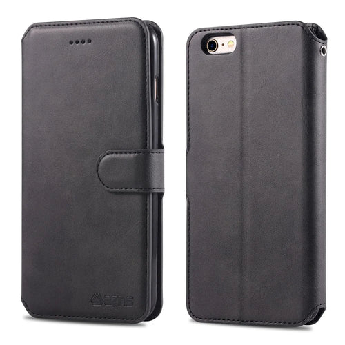 AZNS Leather Case [Wallet Stand] for iPhone 6s / 6 4.7-inch - Black - 1