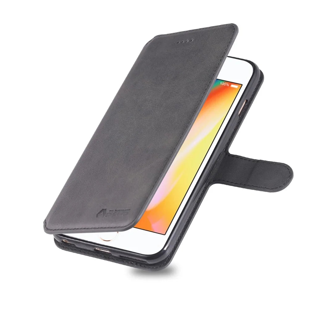 AZNS Leather Case [Wallet Stand] for iPhone 6s / 6 4.7-inch - Black - 5