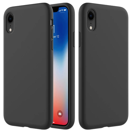 Edge Wrapped Liquid Silicone Mobile Casing for iPhone XR 6.1 inch - Black - 1
