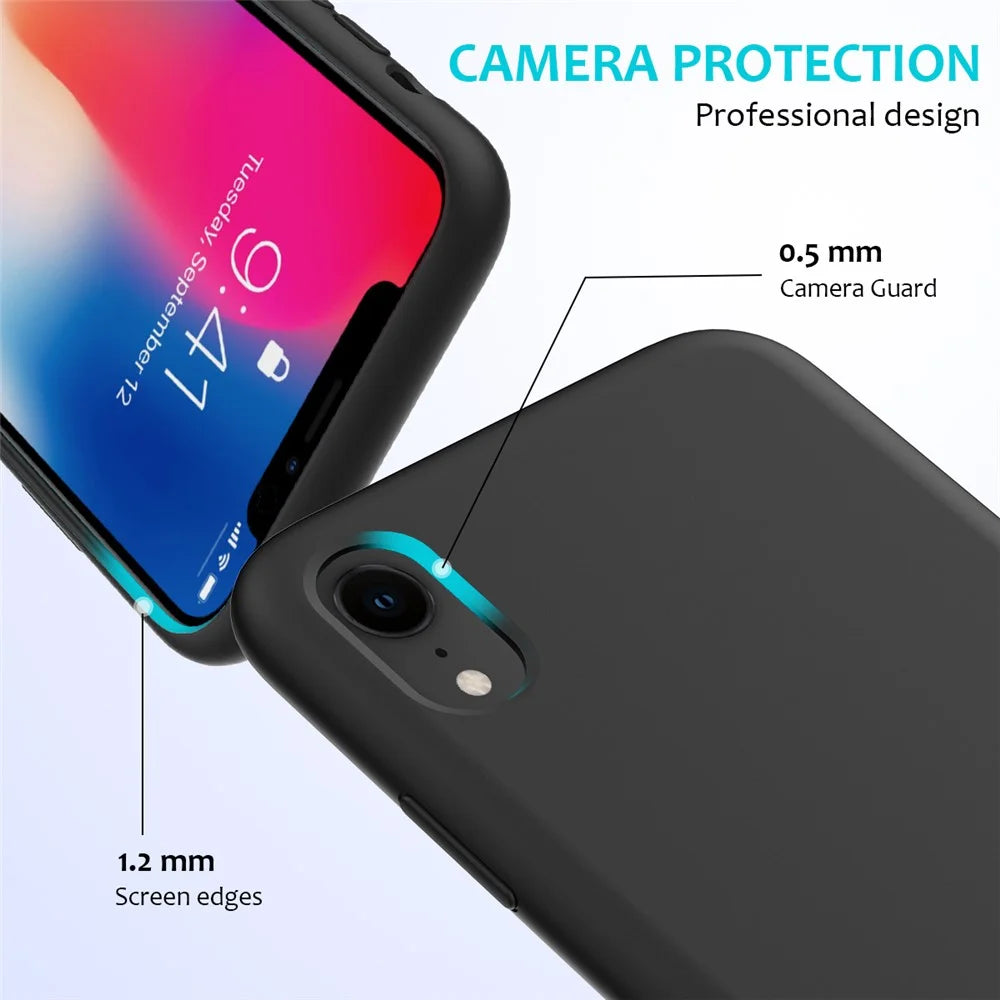 Edge Wrapped Liquid Silicone Mobile Casing for iPhone XR 6.1 inch - Black - 2