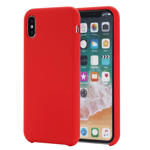 For iPhone XS 5.8 inch Good Protection Anti-scratch Edge Wrapped Liquid Silicone Case Soft Smartphone Cover Shell - Red - 1