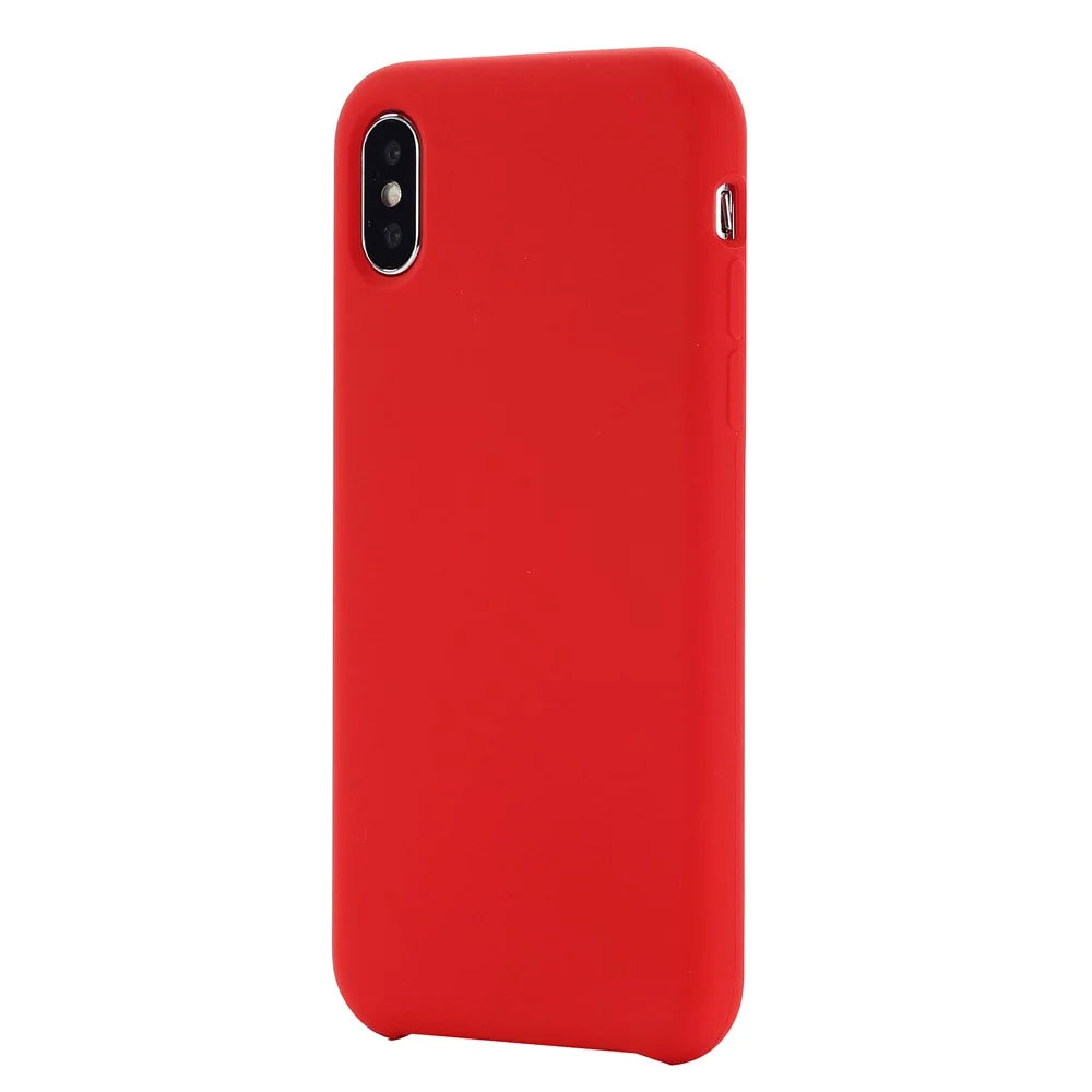 For iPhone XS 5.8 inch Good Protection Anti-scratch Edge Wrapped Liquid Silicone Case Soft Smartphone Cover Shell - Red - 2
