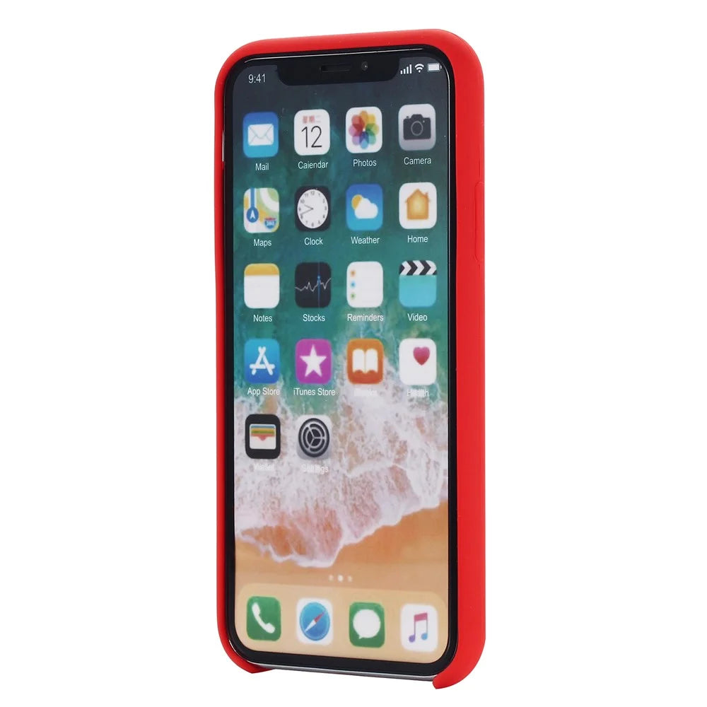 For iPhone XS 5.8 inch Good Protection Anti-scratch Edge Wrapped Liquid Silicone Case Soft Smartphone Cover Shell - Red - 3