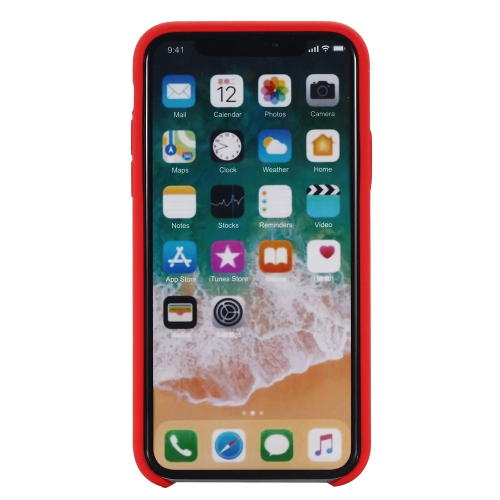 For iPhone XS 5.8 inch Good Protection Anti-scratch Edge Wrapped Liquid Silicone Case Soft Smartphone Cover Shell - Red - 5