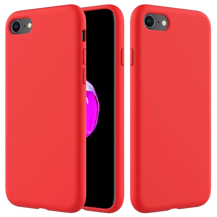 Edge Wrapped Liquid Silicone Phone Protection Case Cellphone Shell for iPhone 7 4.7 inch/8 4.7 inch/SE (2020)/SE (2022) - Red - 1