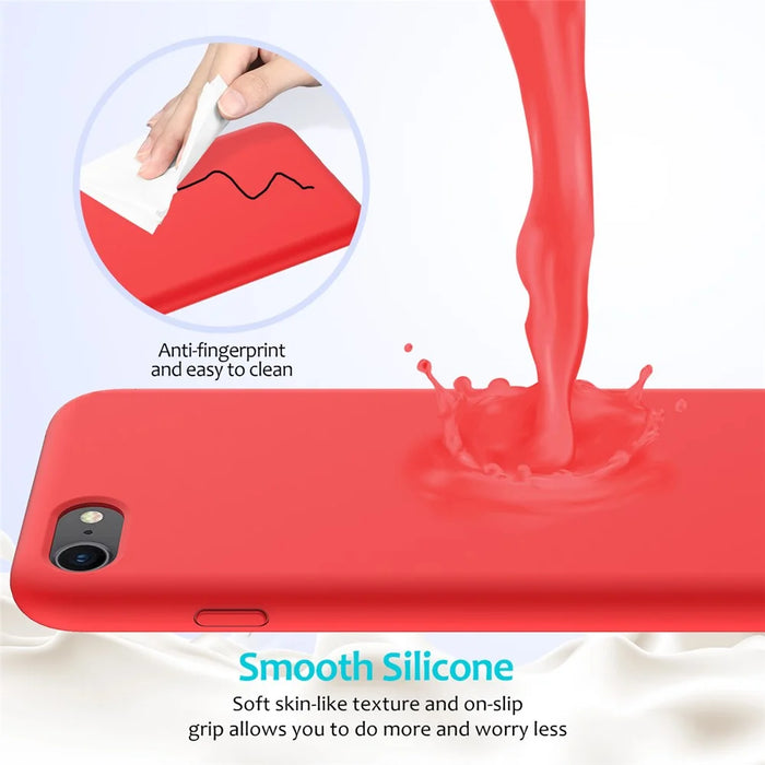 Edge Wrapped Liquid Silicone Phone Protection Case Cellphone Shell for iPhone 7 4.7 inch/8 4.7 inch/SE (2020)/SE (2022) - Red - 4