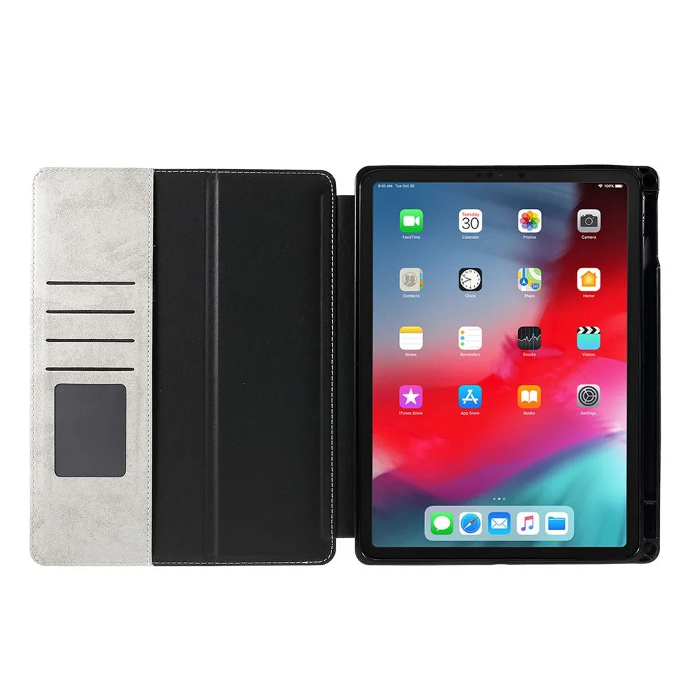PU Leather Wallet Stand Tablet Cover with Pen Slot for iPad Pro 11-inch (2018) - Grey - 5