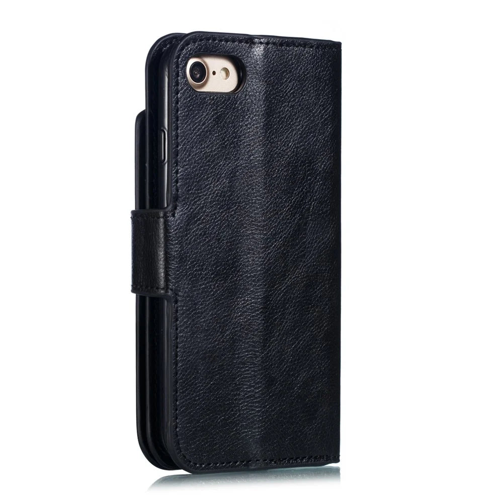 9 Card Slots Crazy Horse Leather Wallet Mobile Cover for iPhone 7/8/SE (2020)/SE (2022) 4.7 inch - Black - 3