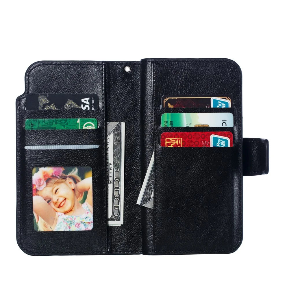 9 Card Slots Crazy Horse Leather Wallet Mobile Cover for iPhone 7/8/SE (2020)/SE (2022) 4.7 inch - Black - 6