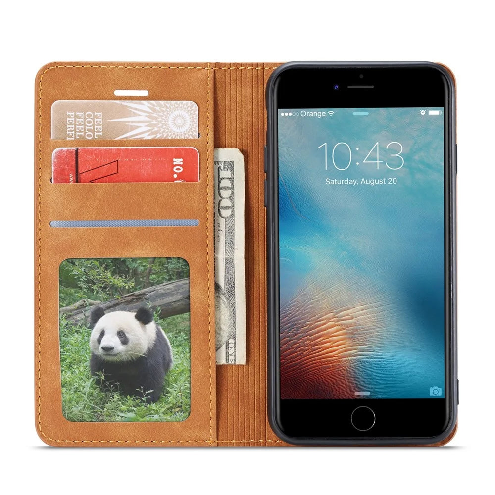 FORWENW Fantasy Series Silky Touch Leather Wallet Case for iPhone 7/8/SE (2020)/SE (2022) - Brown - 4