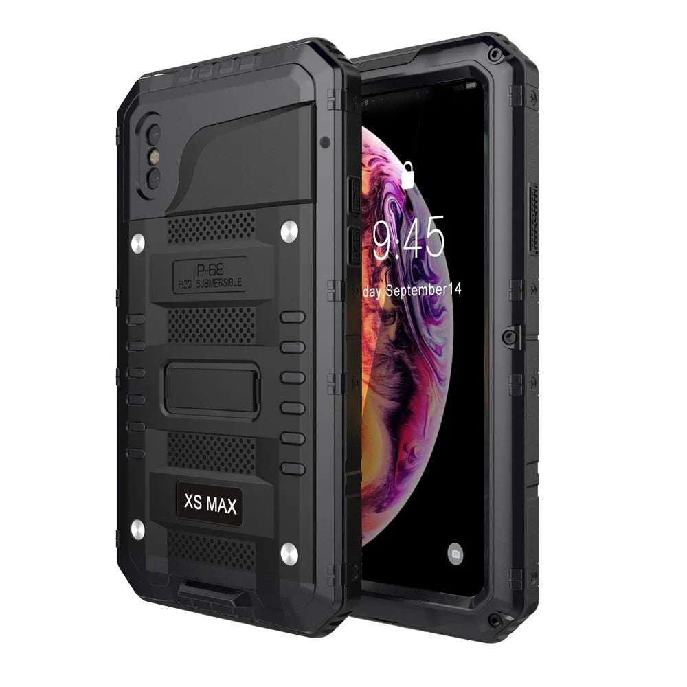 Powerful IP68 Waterproof Shockproof Snow-proof Dirt-proof Metal Case for iPhone XS / X 5.8 inch - Black - 4