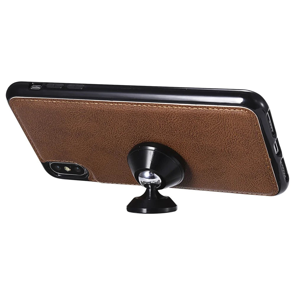 For iPhone XS Max Case 2 in 1 Detachable Magnetic Leather Wallet Mobile Cover with Strap - Brown - 6