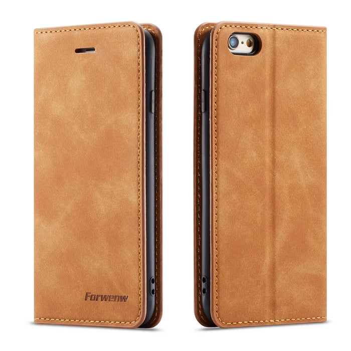 FORWENW Fantasy Series Silky Touch Leather Wallet Case for iPhone 6s Plus / 6 Plus - Brown - 1
