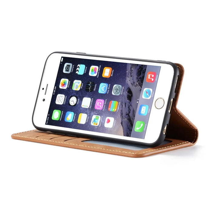 FORWENW Fantasy Series Silky Touch Leather Wallet Case for iPhone 6s Plus / 6 Plus - Brown - 5