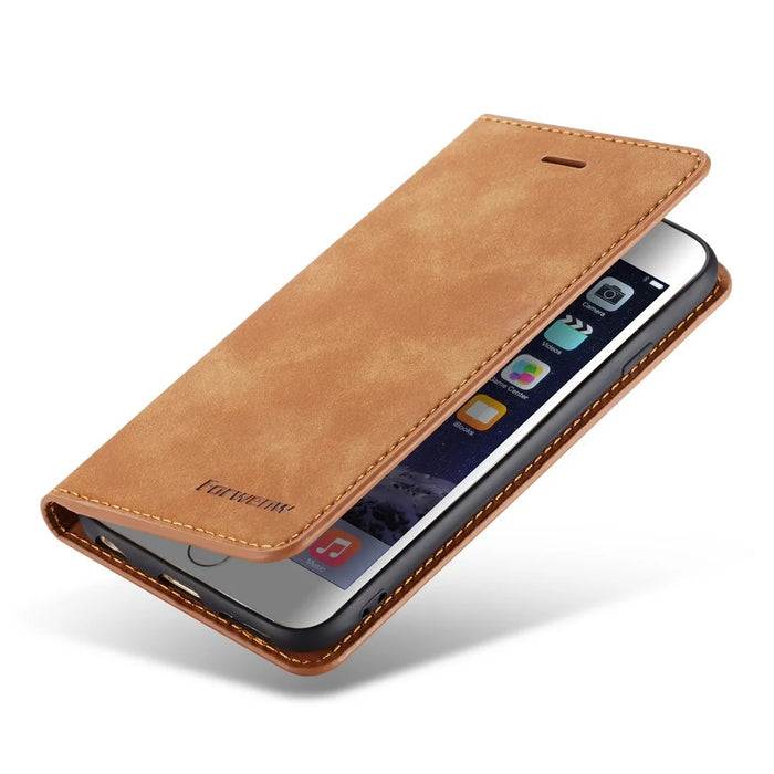 FORWENW Fantasy Series Silky Touch Leather Wallet Case for iPhone 6s Plus / 6 Plus - Brown - 6