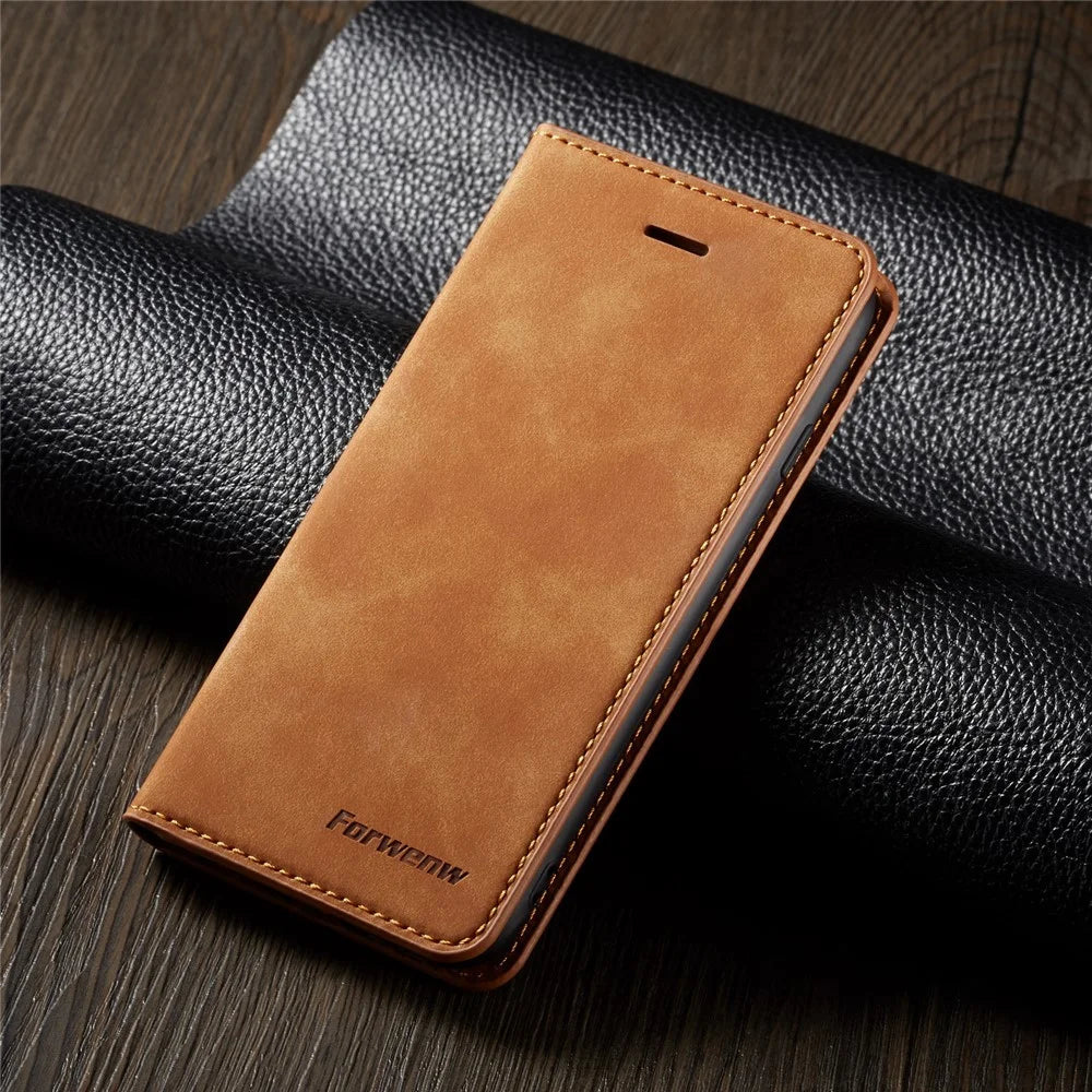 FORWENW Fantasy Series Silky Touch Leather Wallet Case for iPhone 6s Plus / 6 Plus - Brown - 7