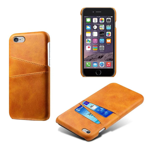 PU Leather Coated PC Hard Case with [Double Card Slots] for iPhone 6s Plus / 6 Plus - Orange - 1