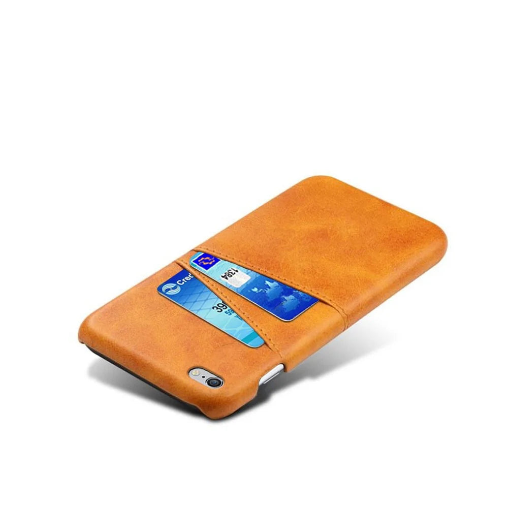 PU Leather Coated PC Hard Case with [Double Card Slots] for iPhone 6s Plus / 6 Plus - Orange - 3