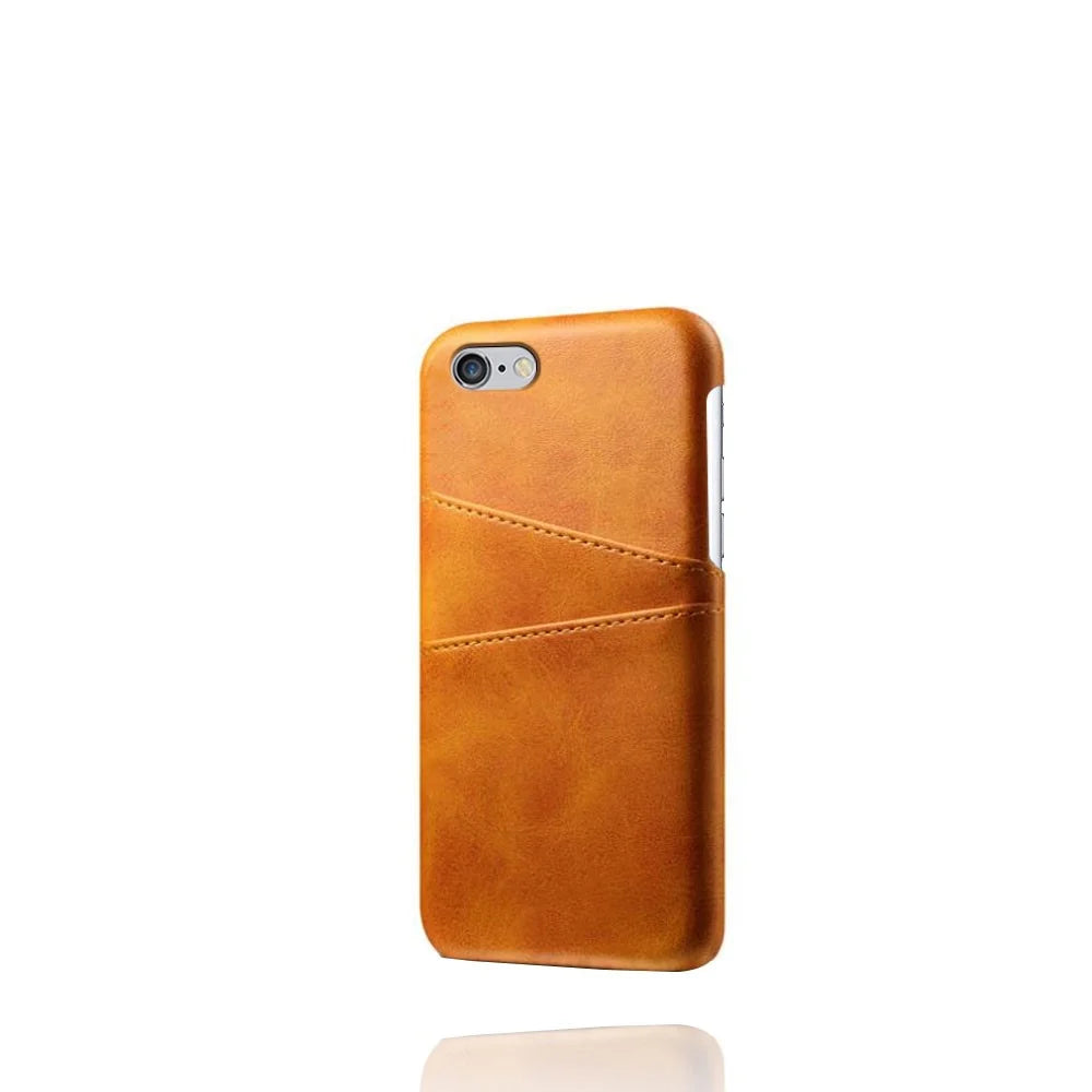 PU Leather Coated PC Hard Case with [Double Card Slots] for iPhone 6s Plus / 6 Plus - Orange - 4