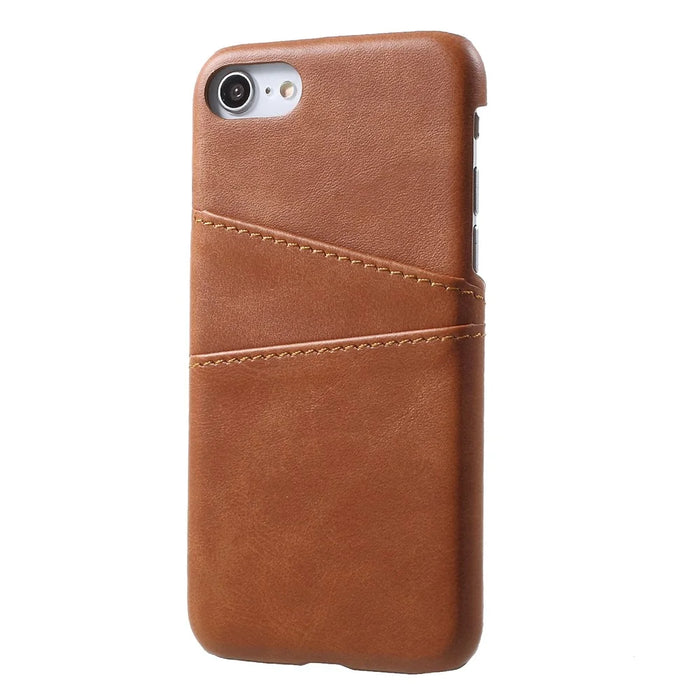 Double Card Slots PU Leather Coated PC Hard Accessory Cover for iPhone 7/8/SE (2020)/SE (2022) 4.7 inch - Coffee - 3
