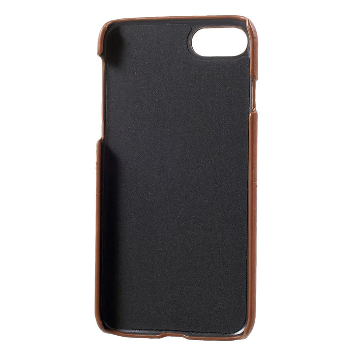 Double Card Slots PU Leather Coated PC Hard Accessory Cover for iPhone 7/8/SE (2020)/SE (2022) 4.7 inch - Coffee - 5