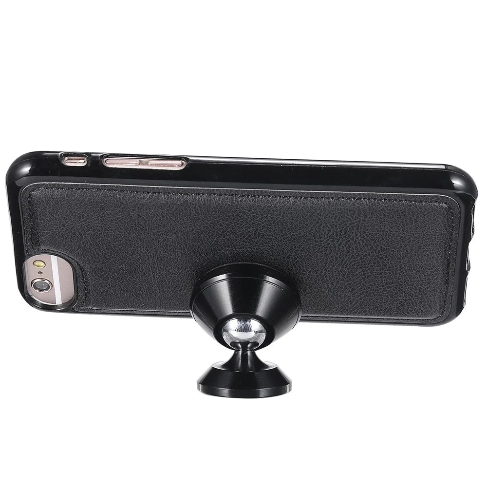 For iPhone 6s / 6 / 7 / 8 / SE (2020) / SE (2022) Case 2 in 1 Detachable Magnetic Leather Wallet Mobile Cover with Strap - Black - 5