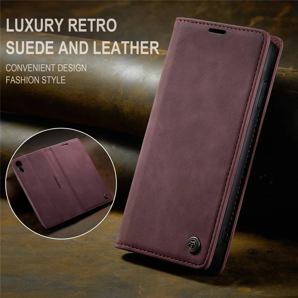 CASEME 013 Series PU Leather Magnetic Flap Case for iPhone XR 6.1 inch - Wine Red - 6