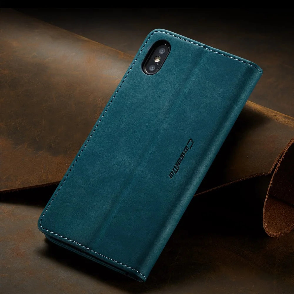 CASEME 013 Series PU Leather Wallet Mobile Phone Shell with Stand for iPhone XS Max 6.5 inch - Blue - 2