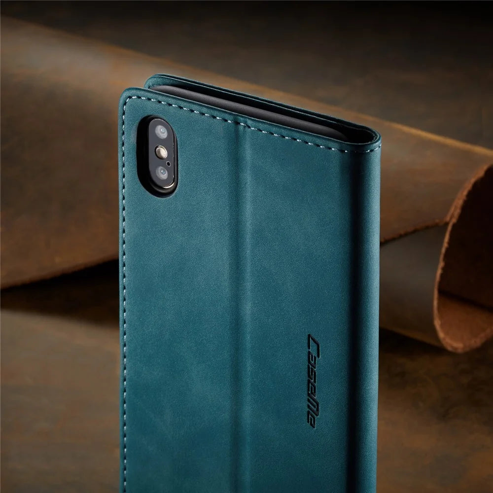 CASEME 013 Series PU Leather Wallet Mobile Phone Shell with Stand for iPhone XS Max 6.5 inch - Blue - 4