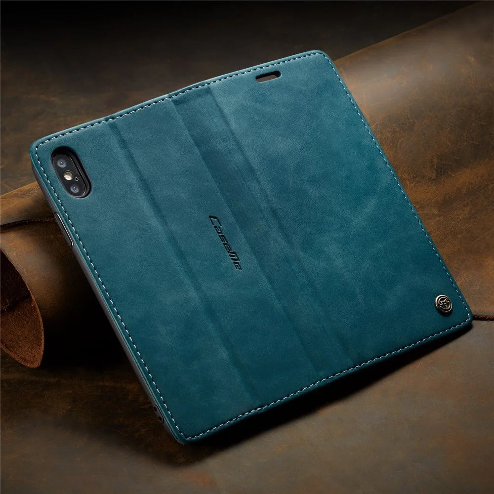 CASEME 013 Series PU Leather Wallet Mobile Phone Shell with Stand for iPhone XS Max 6.5 inch - Blue - 5
