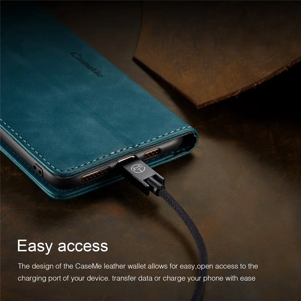 CASEME 013 Series PU Leather Wallet Mobile Phone Shell with Stand for iPhone XS Max 6.5 inch - Blue - 6