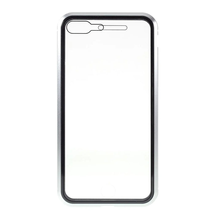 Magnetic Frame Tempered Glass Phone Shell All-Round Full Protection for iPhone 8 Plus / 7 Plus 5.5 inch - Silver - 2