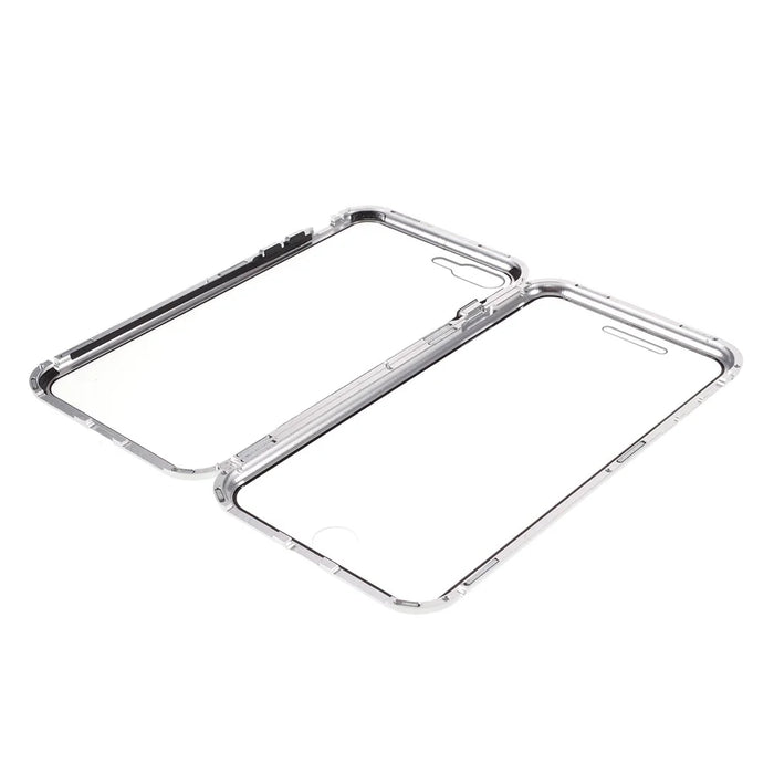 Magnetic Frame Tempered Glass Phone Shell All-Round Full Protection for iPhone 8 Plus / 7 Plus 5.5 inch - Silver - 3