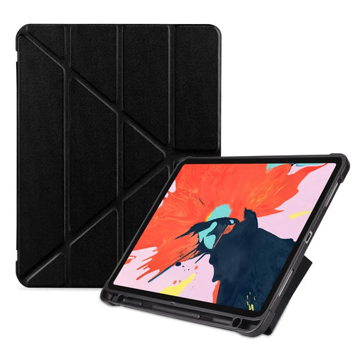 Origami Smart Leather Case [with Shock Absorption TPU / Apple Pencil Storage Groove] for iPad Pro 11-inch (2018) - Black - 1