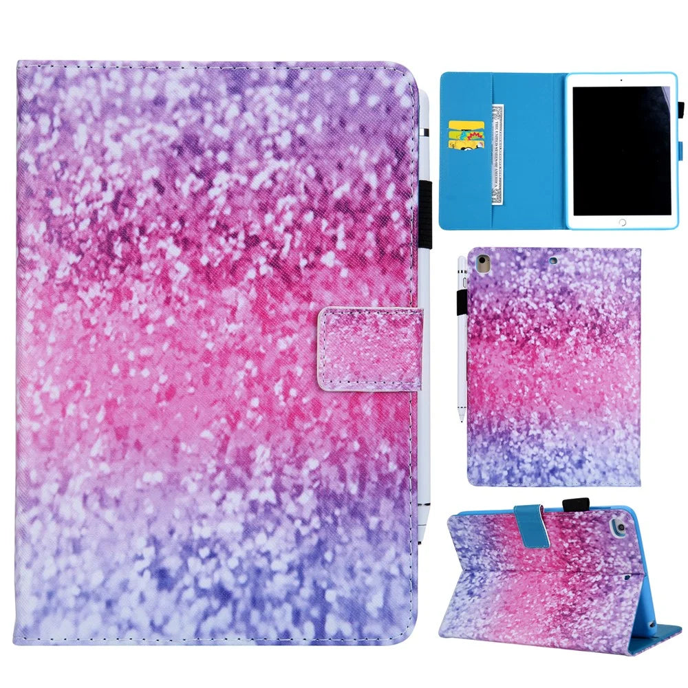 Patterned Leather Stand Wallet Case for iPad 9.7-inch (2018) / 9.7-inch (2017) / Air 2 / Air - Glitter Pattern - 1