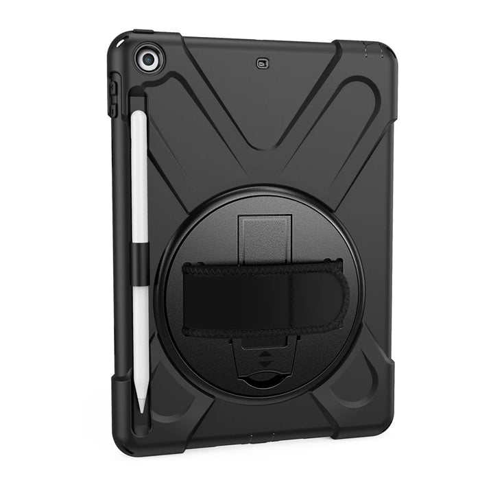 X-Shape PC + TPU Combo Case for iPad 9.7-inch (2018) / (2017) with Hand Strap [360 Degree Rotary Kickstand] - Black - 2