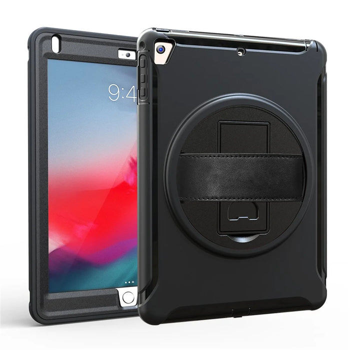 360 Degree Rotable TPU + PC Tablet Case with Kickstand and Adjustable Hand Strap for iPad 9.7 (2018) / 9.7 (2017) / Air / Air 2/ Pro 9.7 (2016) - Black - 2