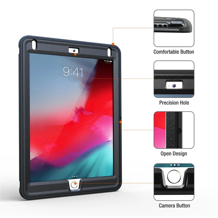 360 Degree Rotable TPU + PC Tablet Case with Kickstand and Adjustable Hand Strap for iPad 9.7 (2018) / 9.7 (2017) / Air / Air 2/ Pro 9.7 (2016) - Black - 7