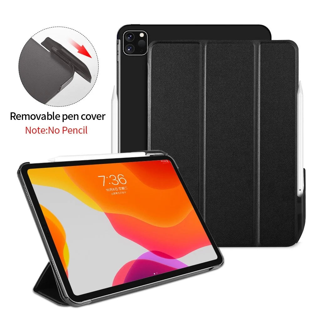 Tri-fold Stand PU Leather Smart Case Cover with Removable Pen Cap for iPad Air (2020) / Air (2022) / Pro 11-inch (2018) / (2020) / (2021) / (2022)- Red - 2