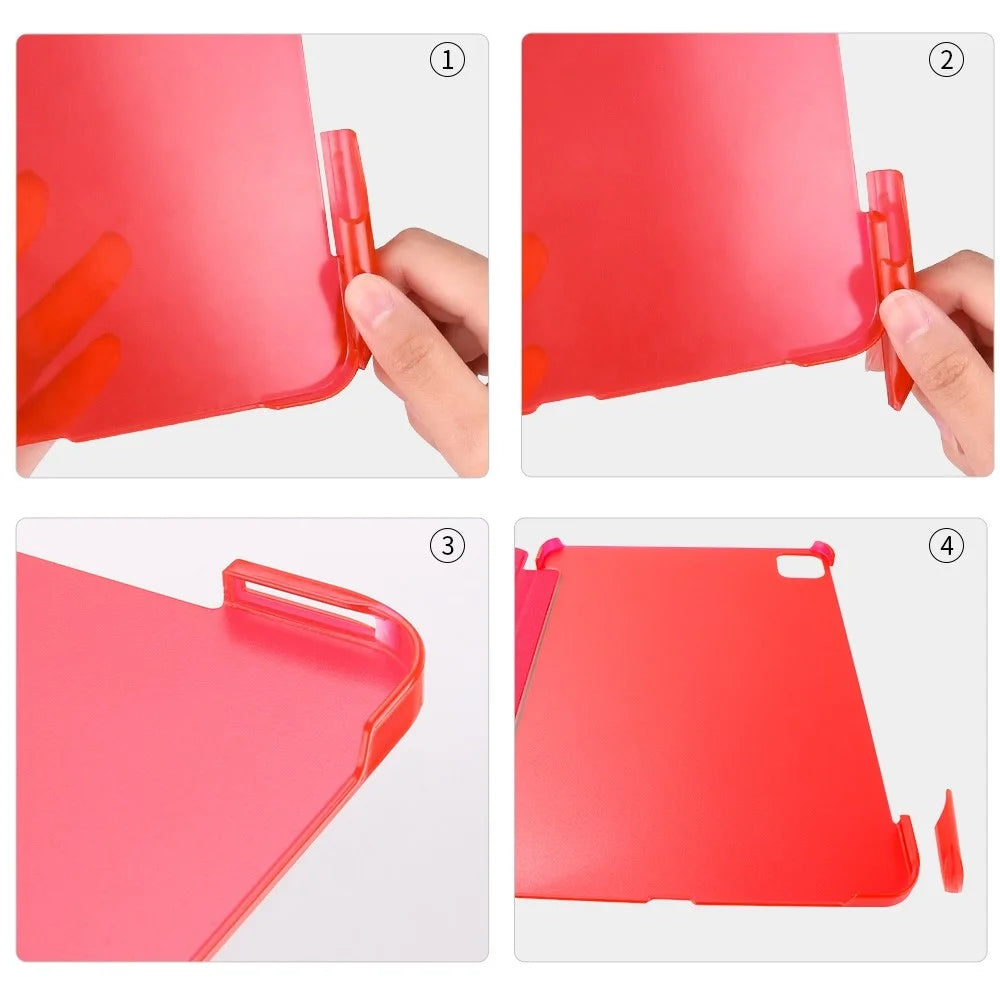 Tri-fold Stand PU Leather Smart Case Cover with Removable Pen Cap for iPad Air (2020) / Air (2022) / Pro 11-inch (2018) / (2020) / (2021) / (2022)- Red - 4