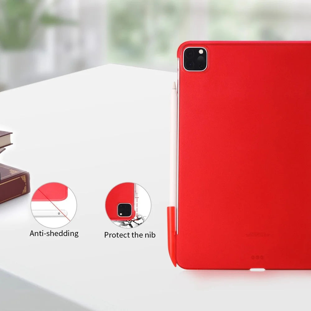 Tri-fold Stand PU Leather Smart Case Cover with Removable Pen Cap for iPad Air (2020) / Air (2022) / Pro 11-inch (2018) / (2020) / (2021) / (2022)- Red - 6