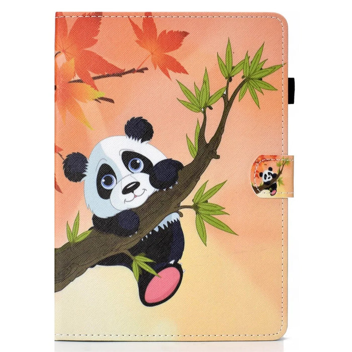 Patterned Leather Card Holder Stand Flip Cover for iPad 9.7-inch (2018) / (2017) - Panda on the Tree - 2