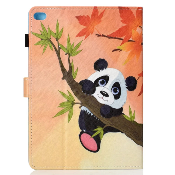 Patterned Leather Card Holder Stand Flip Cover for iPad 9.7-inch (2018) / (2017) - Panda on the Tree - 3