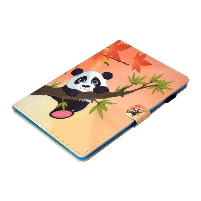 Patterned Leather Card Holder Stand Flip Cover for iPad 9.7-inch (2018) / (2017) - Panda on the Tree - 6