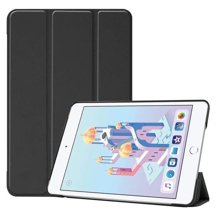 Auto-wake/sleep PU Leather Stable Tri-fold Stand Stand Flip Cover Case for iPad mini (2019) 7.9 inch / mini 4 - Black - 1