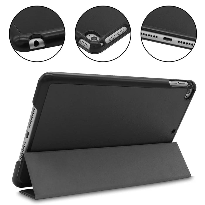 Auto-wake/sleep PU Leather Stable Tri-fold Stand Stand Flip Cover Case for iPad mini (2019) 7.9 inch / mini 4 - Black - 2