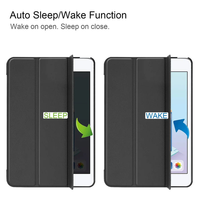 Auto-wake/sleep PU Leather Stable Tri-fold Stand Stand Flip Cover Case for iPad mini (2019) 7.9 inch / mini 4 - Black - 6